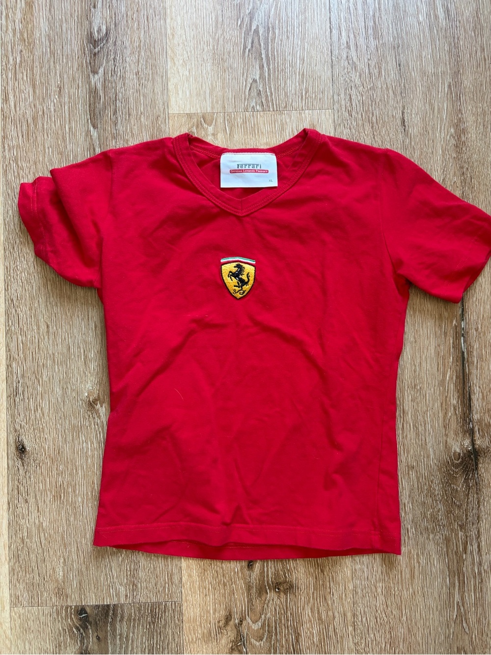 Ferrari Red Short Sleeve Tee with Yellow Shield Patch